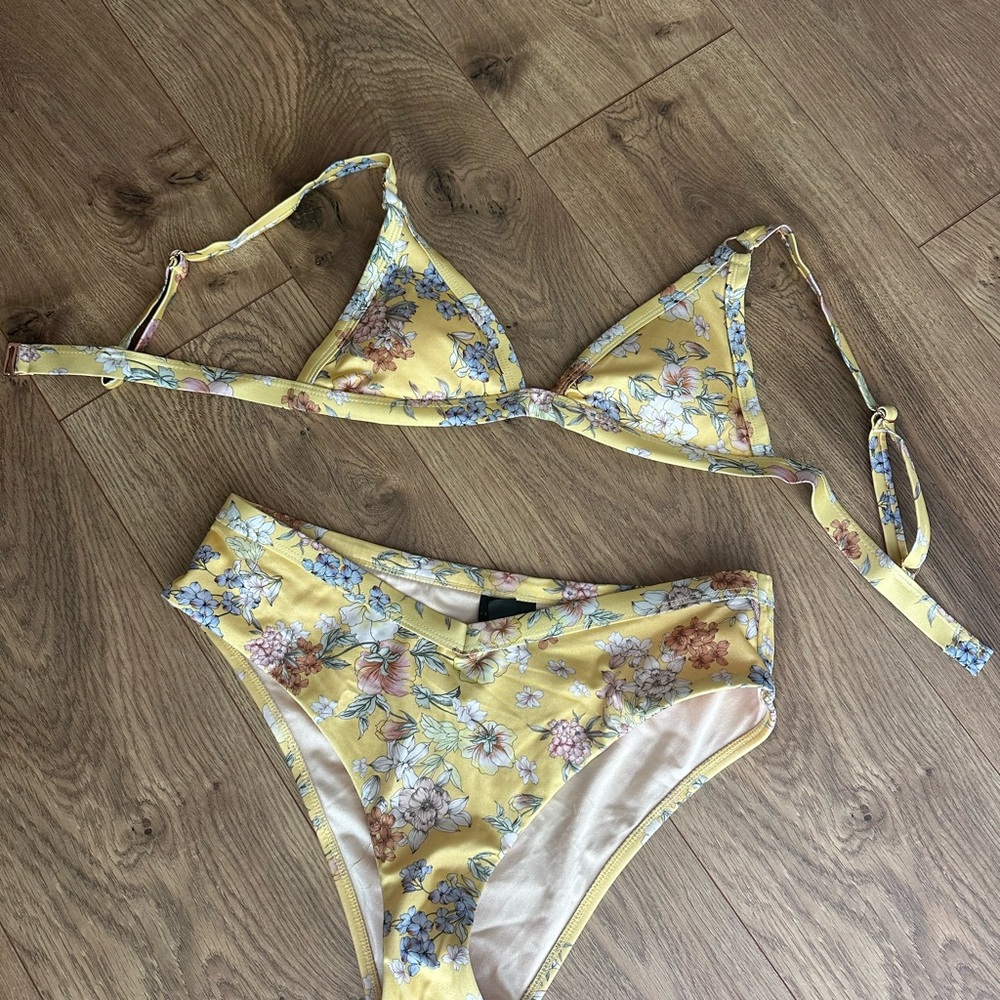 Floral Butter Yellow Bikini Set